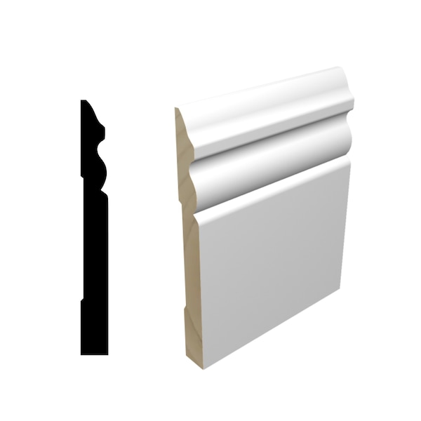 Reso Radiata pine, White, 96 in L, 0.56 in H, 5.25 in W, Primed - RMB-5180-96-20