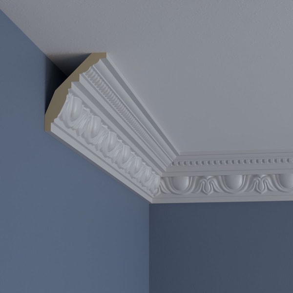 Ekena Millwork 4"H x 2 3/8"P x 4 5/8"F x 94 1/2"L Edinburgh Crown Moulding - MLD04X03X05ED
