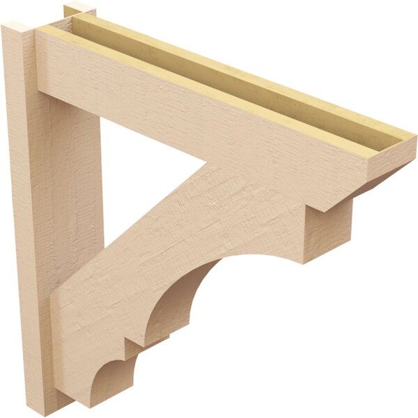 Ekena Millwork 6-in W x 28-in D x 28-in H Balboa Slat Rough Cedar Woodgrain TimberThane Outlooker, Primed Tan - OUTUR060X28X28BOA24RCPR