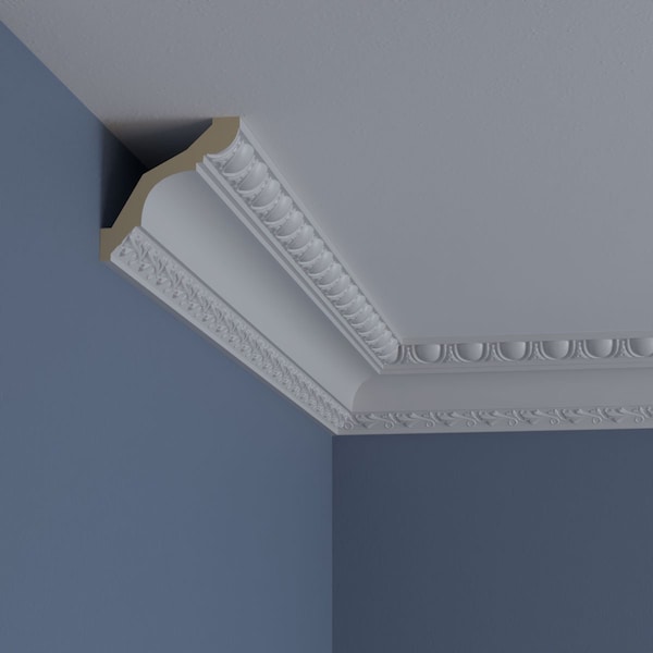 Ekena Millwork 3 1/4"H x 3 1/4"P x 4 5/8"F x 94 1/2"L, (1 5/8" Repeat), Egg & Dart Crown Moulding - MLD03X04X05EG