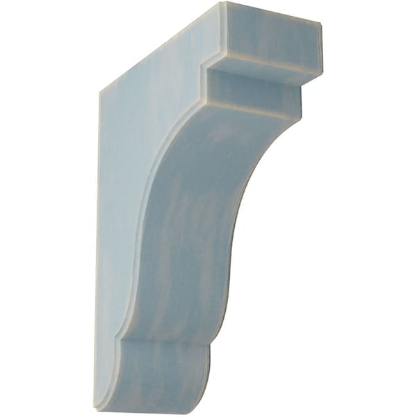 Ekena Millwork 3 1/2"W x 8 1/2"D x 11"H Bedford Wood Vintage Decor Bracket, Driftwood Blue - BKTWD04X09X11BEBU
