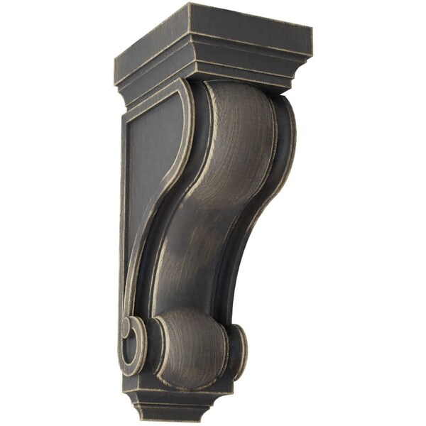 Ekena Millwork 6"W x 7 1/2"D x 16"H Devon Traditional Wood Vintage Decor Corbel, Black - CORWD06X08X16DEBL