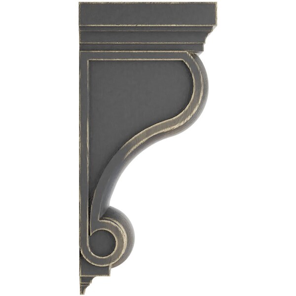 Ekena Millwork 6"W x 7 1/2"D x 16"H Devon Traditional Wood Vintage Decor Corbel, Black - CORWD06X08X16DEBL