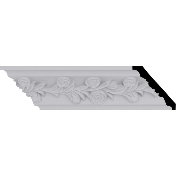 Ekena Millwork 3 7/8"H x 3 7/8"P x 5 1/2"F x 94 1/2"L, (1/2" Repeat) Rose Crown Moulding - MLD04X04X05RO