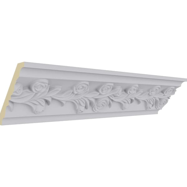 Ekena Millwork 3 7/8"H x 3 7/8"P x 5 1/2"F x 94 1/2"L, (1/2" Repeat) Rose Crown Moulding - MLD04X04X05RO