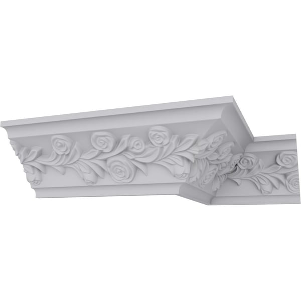 Ekena Millwork 3 7/8"H x 3 7/8"P x 5 1/2"F x 94 1/2"L, (1/2" Repeat) Rose Crown Moulding - MLD04X04X05RO
