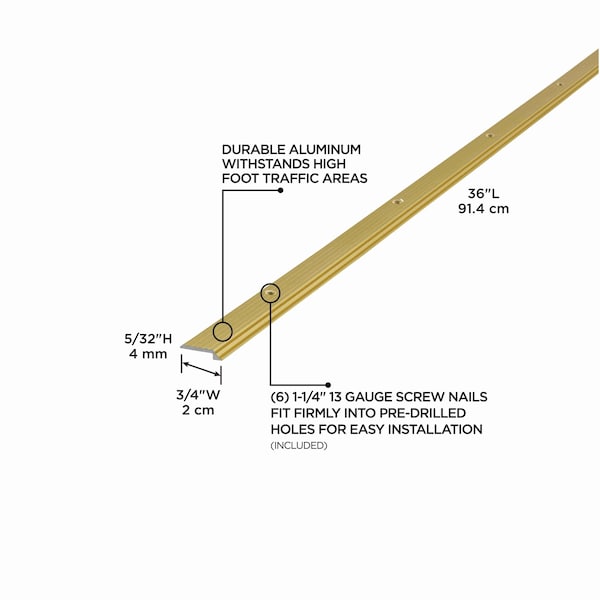 M-D Building Products 36 In. Satin Brass Aluminum Tile Edging w/ Screw Nails - 79038