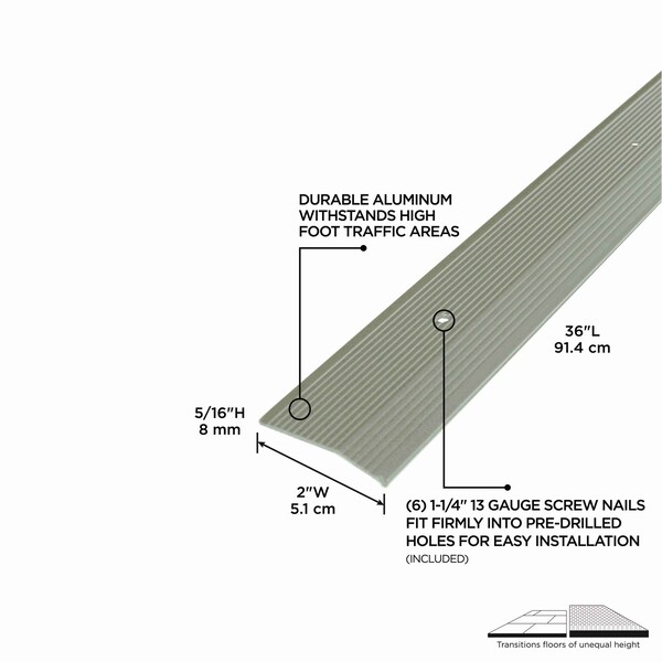 M-D Building Products Aluminum, Pewter, 36 in L, 2 in W - 43858