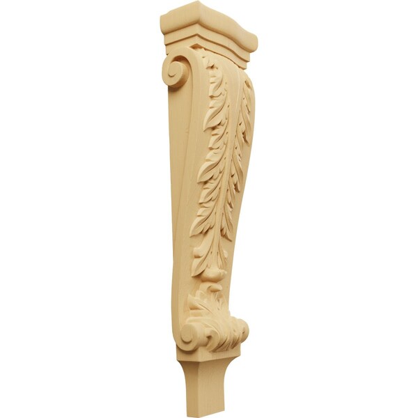 Ekena Millwork 6 1/4"W x 3"D x 22"H Large Acanthus Pilaster Corbel, Alder - CORW06X03X22PAAL