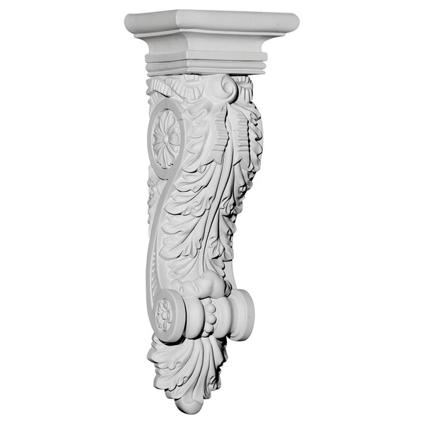 Ekena Millwork 5 3/8"W x 4 1/8"D x 15 1/2"H Acanthus Ribbon Corbel - COR05X04X15AC