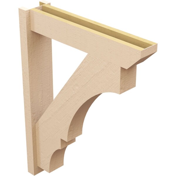 Ekena Millwork 6-in W x 28-in D x 36-in H Balboa Slat Rough Cedar Woodgrain TimberThane Outlooker, Primed Tan - OUTUR060X28X36BOA24RCPR