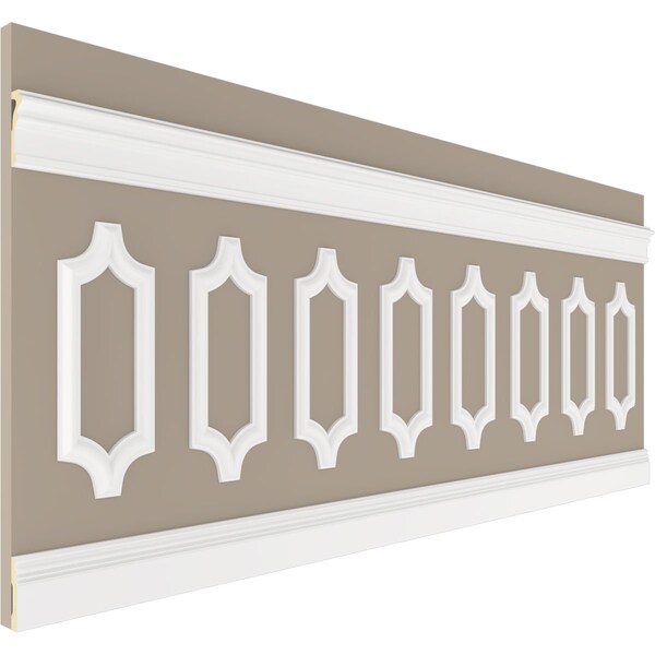 Ekena Millwork 94 1/2"L (Adjustable 36"H to 40"H) Ashford Scalloped Panel Traditional Wainscot Paneling Kit - WPKUSC061P036