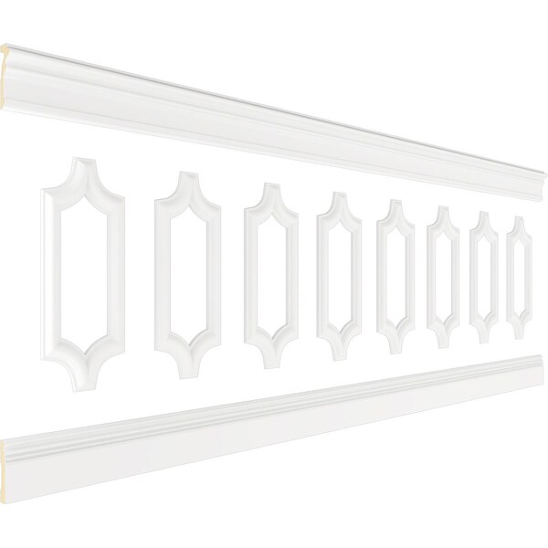 Ekena Millwork 94 1/2"L (Adjustable 36"H to 40"H) Ashford Scalloped Panel Traditional Wainscot Paneling Kit - WPKUSC061P036