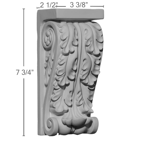 Ekena Millwork 3 3/8"W x 2 1/2"D x 7 3/4"H Oxford Oak Leaf Corbel - COR03X02X07OX