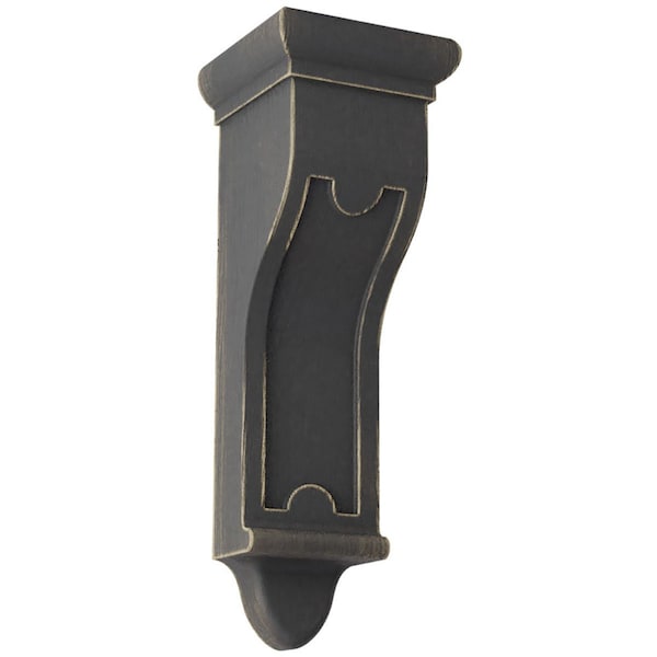 Ekena Millwork 4"W x 4"D x 12"H Arts and Crafts Wood Vintage Decor Corbel, Black - CORWD04X04X12ARBL