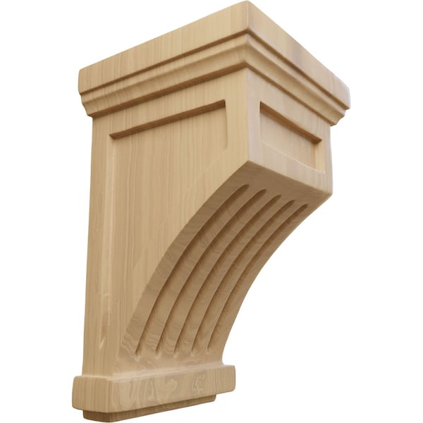 Ekena Millwork 4 1/4"W x 4 1/4"D x 7"H Fluted Mission Corbel, Cherry - COR04X04X07FLCH
