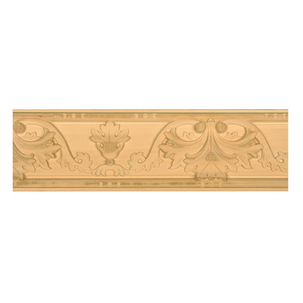 Osborne Wood Products 4 3/4 x 1 x 96 Acanthus Leaf Chair Rail in Basswood - 891932BAS