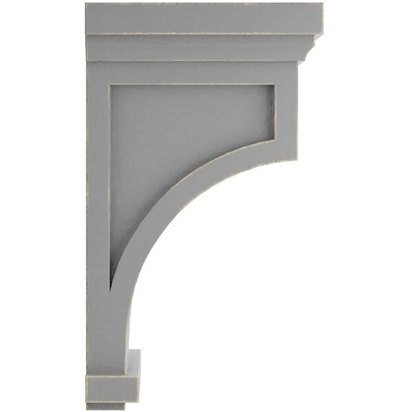 Ekena Millwork 7"W x 7 1/2"D x 13"H Fluted Wood Vintage Decor Corbel, Pebble Grey - CORWD07X07X13FLPG