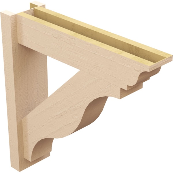 Ekena Millwork 6-in W x 24-in D x 24-in H Funston Trad Rough Cedar Woodgrain TimberThane Outlooker, Primed Tan - OUTUR060X24X24FST04RCPR