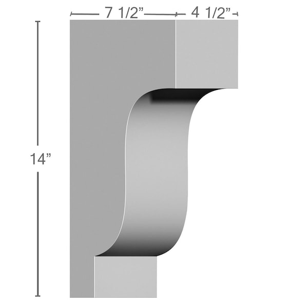 Ekena Millwork 4 1/2"W x 7 1/2"D x 14"H Traditional Corbel - COR04X07X14TR