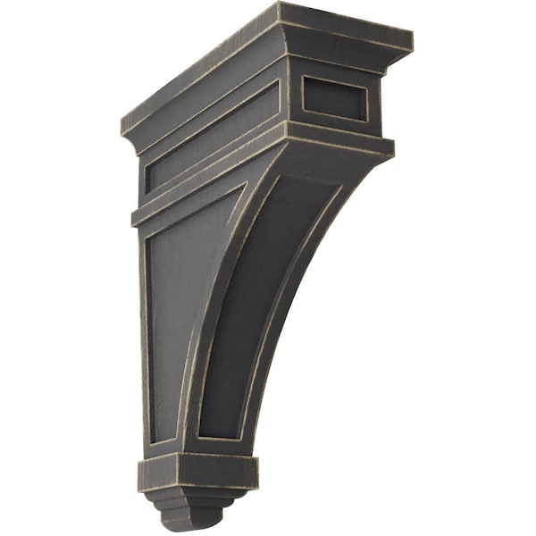 Ekena Millwork 4 1/2"W x 10"D x 13 3/4"H Arlington Wood Vintage Decor Corbel, Black - CORWD04X10X13ARBL
