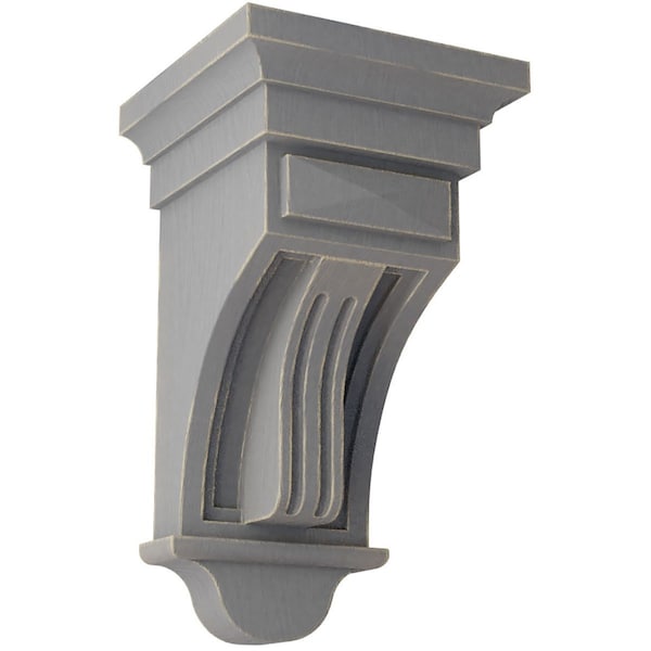 Ekena Millwork 5 1/2"W x 5 1/2"D x 10"H Raised Fluting Wood Vintage Decor Corbel, Pebble Grey - CORWD05X05X10RAPG