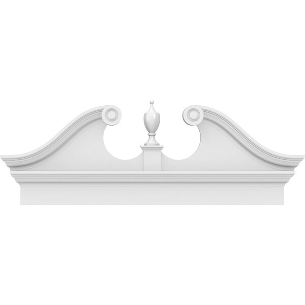 Ekena Millwork Rams Head Architectural Grade PVC Combination Pediment, 46"W x 18-3/8"H x 2-3/4"P - PEDPC046X185RHP00