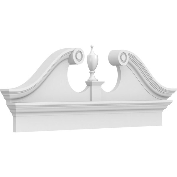 Ekena Millwork Rams Head Architectural Grade PVC Combination Pediment, 46"W x 18-3/8"H x 2-3/4"P - PEDPC046X185RHP00
