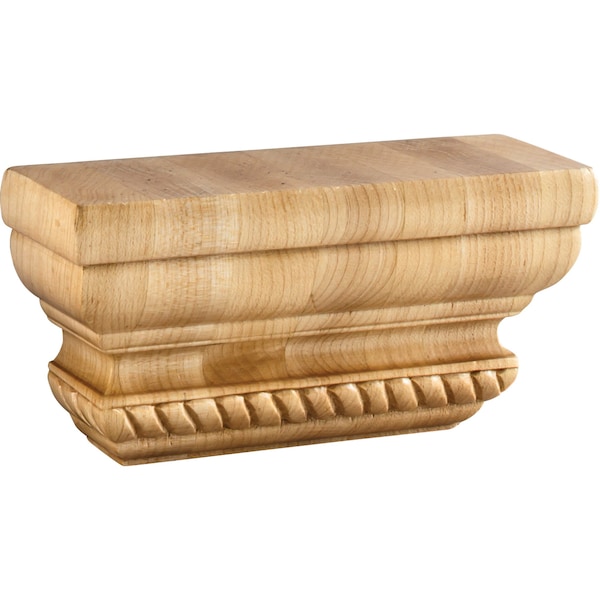 Hardware Resources 6" Wx2"Dx3"H Rubberwood Rope Pilaster Capital - PC-3RW