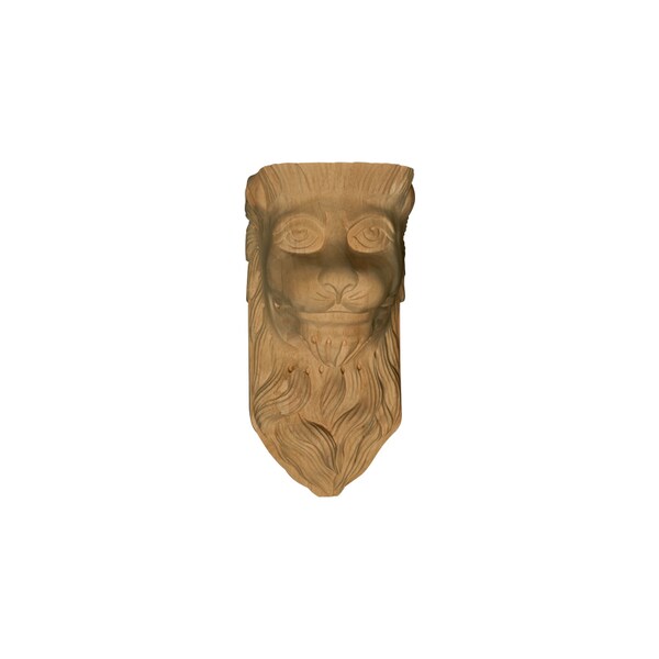 Osborne Wood Products 12 1/2 x 6 1/2 x 6 1/4 Medium Lion Head Corbel in Rubberwood <smal - 891960RW