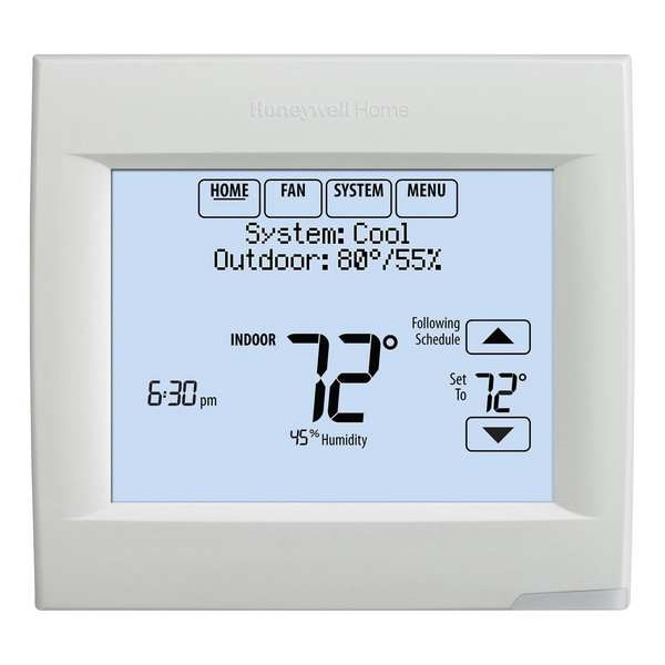 Honeywell Home Programmable Thermostat, 7 or Nonprogrammable Programs, 1 H, 1 C, Hardwired/Battery, 18/30VAC - TH8110R1008