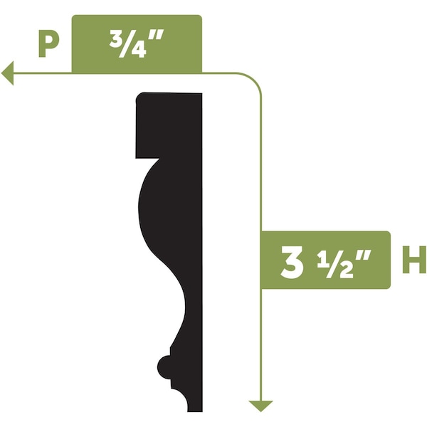 Ekena Millwork CVA350 - 3 1/2"H x 3/4"D x 144"L Casing Flexible Moulding - CASFCVA350X144