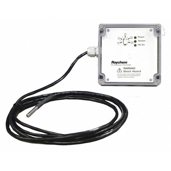 Raychem Line Volt Electronic Tstat, Open on Rise, wall, 30 Degrees  to 110 Degrees F, SPST, 100 to 277V AC - EC-TS