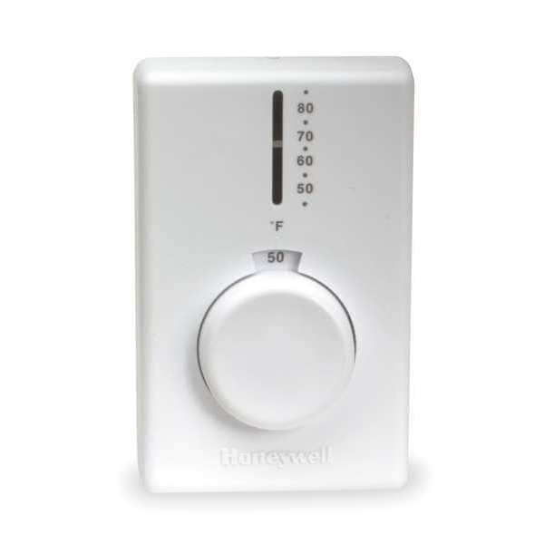Honeywell Home Line Volt Mechanical Tstat, Open on Rise, Vertical, 50 Degrees  to 80 Degrees F, SPST - T4398A1021