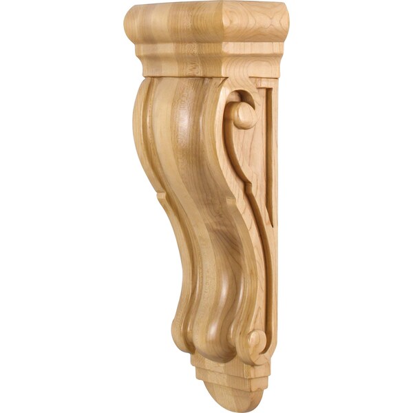 Hardware Resources 5" Wx3-5/16"Dx14"H Rubberwood Scrolled Corbel - CORQ-5RW