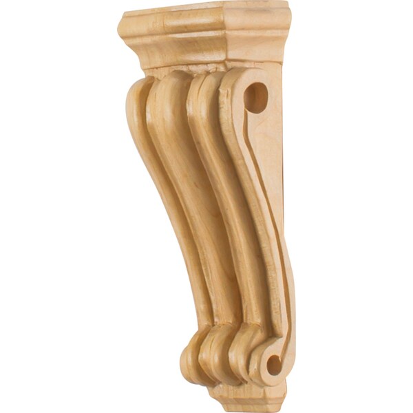 Hardware Resources 2-5/16" Wx1-1/2"Dx6"H Rubberwood Scrolled Corbel - CORN-1RW