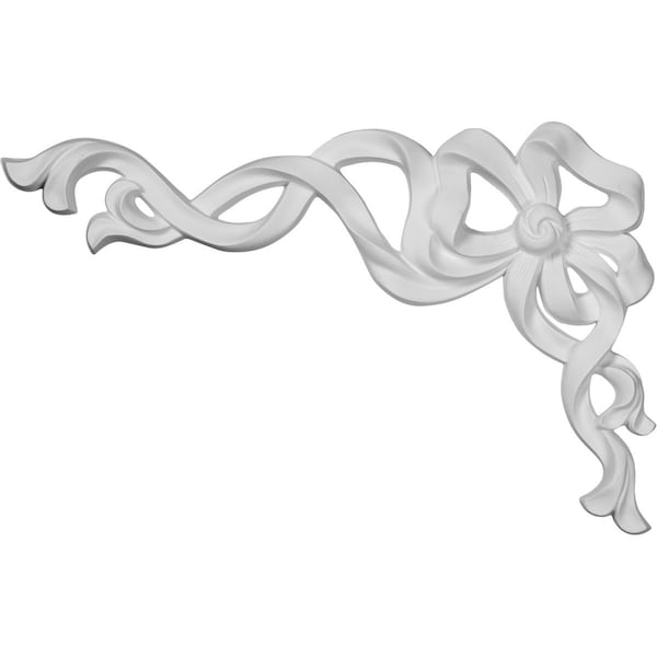 Ekena Millwork 8 1/4"W  x 13"H x  7/8"P Versailles Medium Ribbon with Bow Onlay, Left - ONL08X13X01VE-L