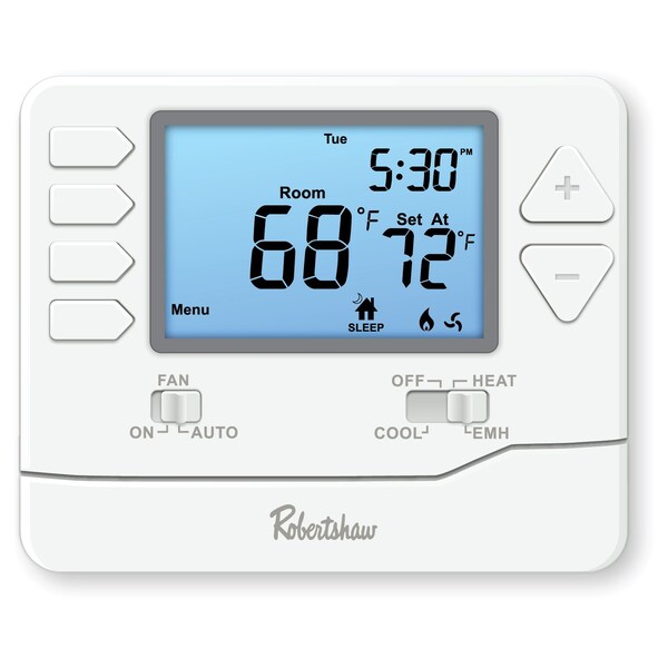 Robertshaw Digital Wall Thermostat, White, 1" D - RS9210