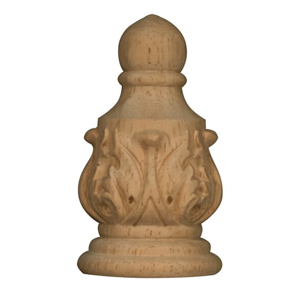 Osborne Wood Products 2 1/8 x 1 1/4 x 5/8 Small Acanthus Half Finial in Rubberwood - 892051RW