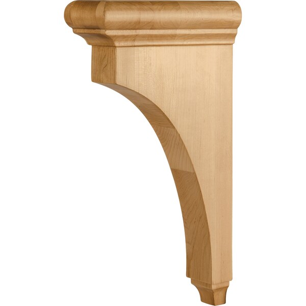 Hardware Resources 3" Wx8"Dx14"H Rubberwood Bullnose Cap Corbel - COR38-3-RW