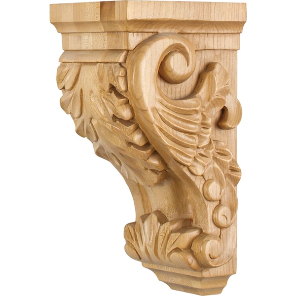 Hardware Resources 4-1/2" Wx5"Dx10"H Rubberwood Acanthus Corbel - CORBB-1RW