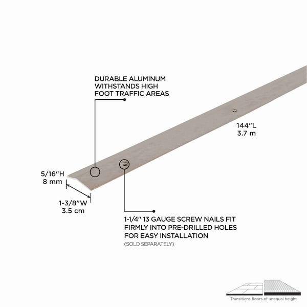 M-D Building Products Aluminum, Pewter, 144 in L, 1.375 in W - 31488