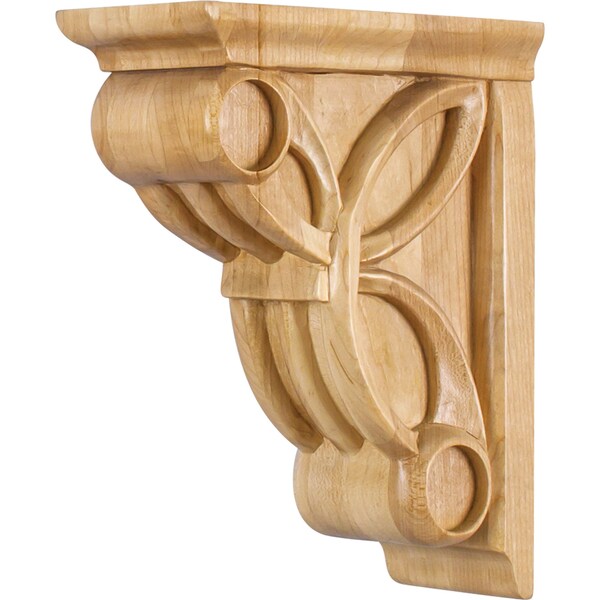 Hardware Resources 3" Wx6-3/8"Dx8"H Rubberwood Celtic Weave Art Deco Corbel - COR6-1RW