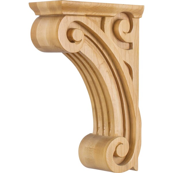 Hardware Resources 3" Wx6-1/2"Dx10"H Alder Scrolled Fluted Corbel - COR4-1ALD