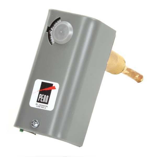 Johnson Controls Line Volt Mechanical Tstat, Open/Close on Rise, -30 Degrees to 100 Degrees F, SPDT, 120 to 277V AC - A19ABC-36C