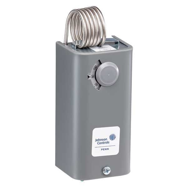 Johnson Controls Line Volt Mechanical Tstat, Open/Close on Rise, SPDT, 24 to 600V AC - A19BAC-3C