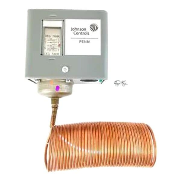 Johnson Controls Line Volt Mechanical Tstat, Open/Close on Rise, 15 Degrees to 55 Degrees F, DPST, 120 to 600V AC - A70GA-1C