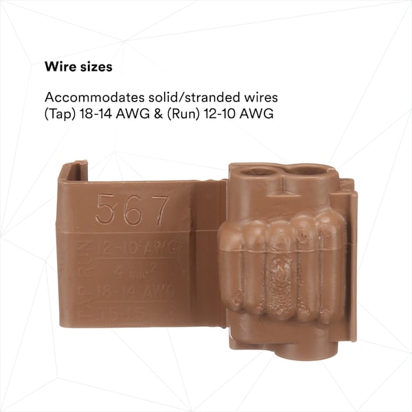 3M Eléctrico Marrón Conectar y Derivar 18-14 AWG (Derivar), 12-10 AWG (Conectar) 100 piezas - Caja 567