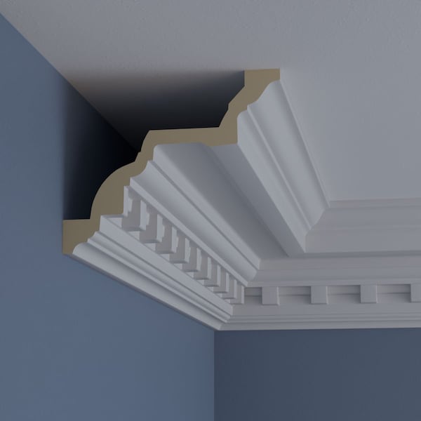 Ekena Millwork 7 7/8"H x 6 3/8"P x 10 1/8"F x 94 1/2"L Dentil Crown Moulding - MLD08X06X10DE