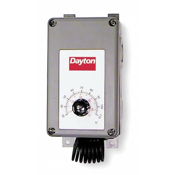 Dayton Line Volt Mechanical Tstat, Open/Close on Rise, 30 Degrees to 110 Degrees F, SPDT, 120 to 277V AC - 4LZ95